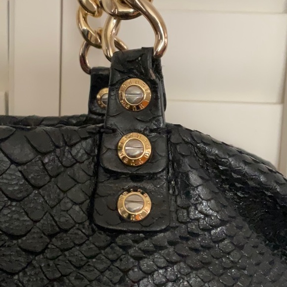 3-fer Vintage Henri Bendel Black WEST 57th Box Barrel Bag, wristlet & mirror - Picture 7 of 17